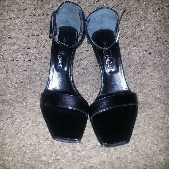 JACQUES RAPHAEL-ITALY-Black Leather Ankle Wrap-Jeweled Kilty Sandals-Sz 37-NEW - Picture 6 of 8